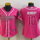 Wo Football Chargers Uniform #10 Justin Herbert s Pink Baseball CoolBase ladys S