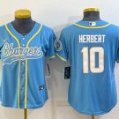 Wo Football Chargers Uniform #10 Justin Herbert s Powder Blue Baseball Cool lady
