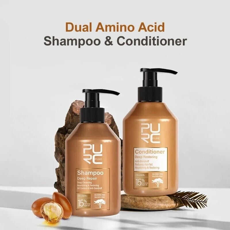 Argan Oil Collagen Shampoo Smoothing Shiny Hair Repair Deep Cleansing Care Set