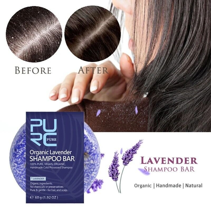 Organic Lavender Shampoo Bar Smoothing Nourishing Hair Care Scalp Treatment Soap