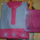 T-399: Cotton Salwar Kameez with embroidery - Pink & Blue
