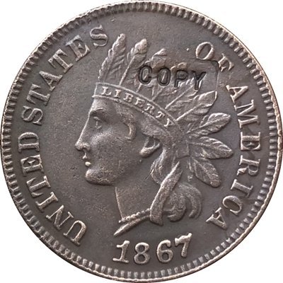 1 Pcs 1867 Indian head one cents copy coin for collection