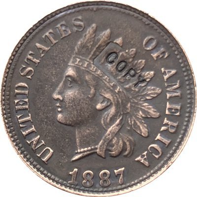 1 Pcs 1887 Indian head one cents copy coin for collection