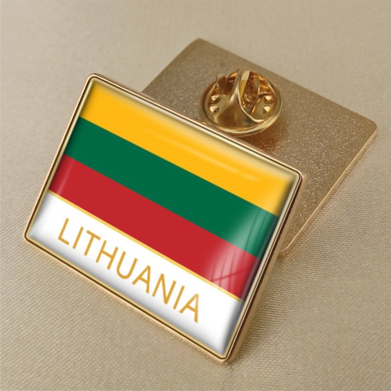 1Pcs Lithuania Country Flag Brooch Lapel Pins-32x23mm