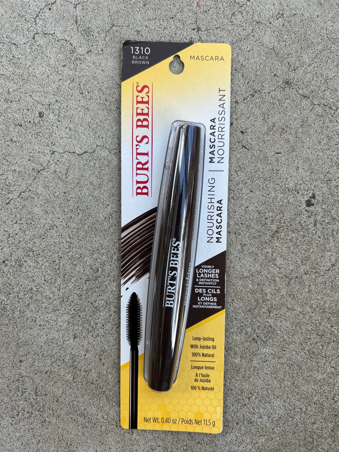 New Burts Bees Black Brown Natural Nourishing Mascara, 0.4 Ounce