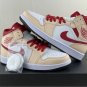 Air  1 Mid Beige White Red Shoes Sneakers