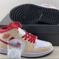 Air  1 Mid Beige White Red Shoes Sneakers