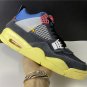 Air  4 Off NoirBrigade Blue-Dark Smoke Grey-Light Fusion Red For