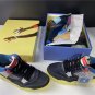 Air  4 Off NoirBrigade Blue-Dark Smoke Grey-Light Fusion Red For