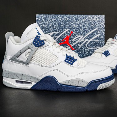 Air  4 Retro ' Midnight Navy ' Blue White Gray