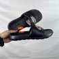 seventy Kawa Slide slippers, black synthetic leather+pink Swoosh, simple yet stylish