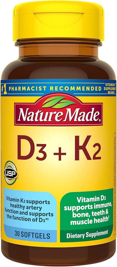 Nature Made Vitamin D3 K2 Supplement, 5000 IU (125 mcg) Vitamin D for ...