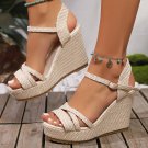 Women's Wedge Heeled Sandals - Casual Open Toe Platform Shoes with Comfortable Buckle Strap