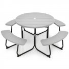 Grey All Weather 8 Seater Picnic Table with Umbrella Hole