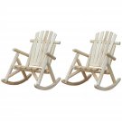 FarmHouse Classical Fir Wood Rocking Adirondack Chair Natural - Set of 2
