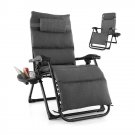 Black Zero Gravity Adjustable Lounge Chair Removable Cushion Cup Holder Tray