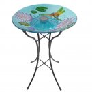 Outdoor Glass Bowl Bird Bath with Black Metal Stand and Solar Powered Light Outdoor Glass Bowl Bird Bath with Black Metal Stand and Solar Powered Light