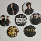 Lot of 7 1.25" Pinback Buttons Badges Sherlock Holmes John Watson (1¼" Pins Approx. 32mm)