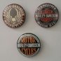 Lot of 3 1.25" Pinback Badge Button Harley Davidson Motorcycles 1.25 in (Approx. 32mm)