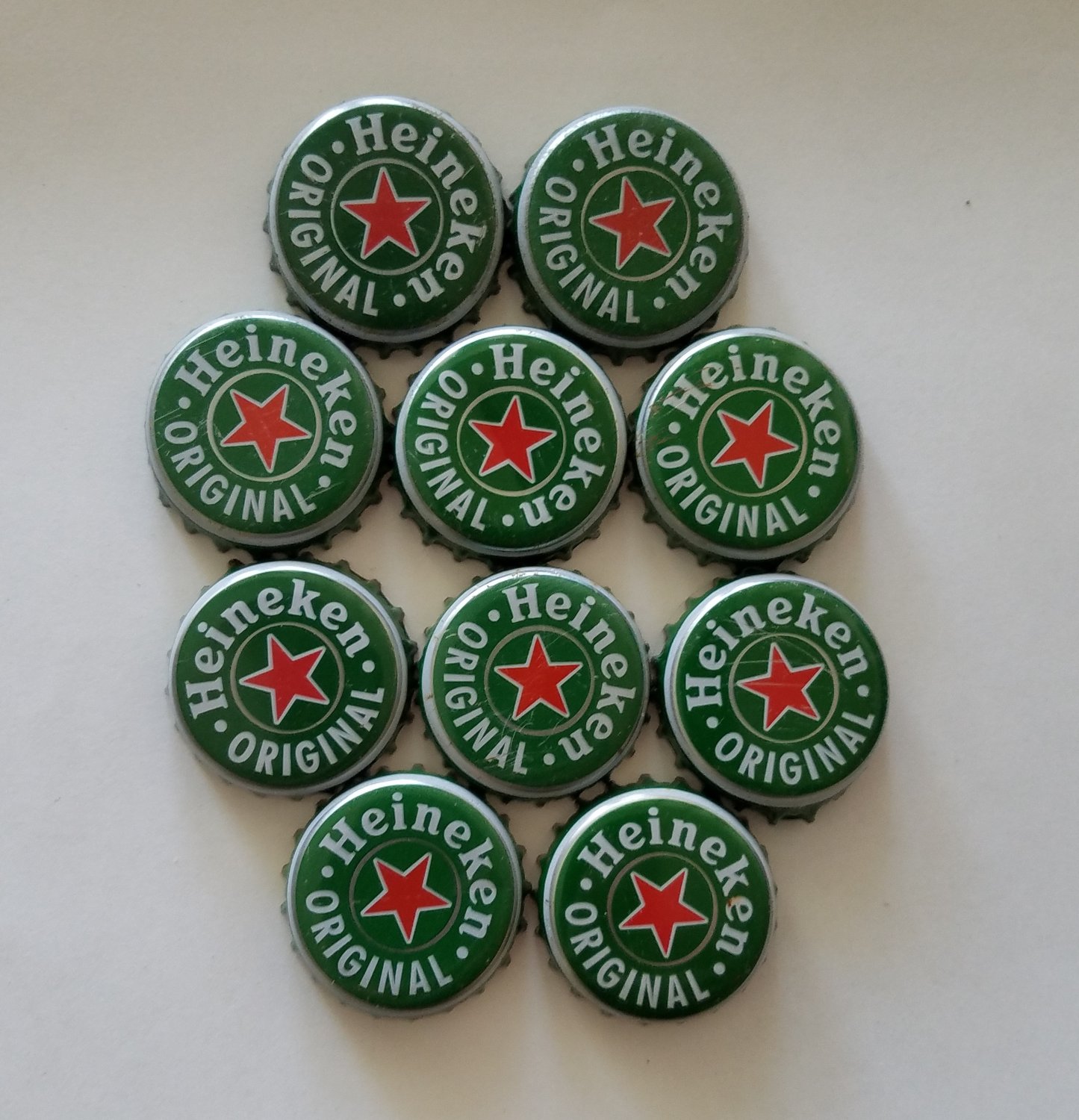Lot of 10 Used Beer Bottle Cap Heineken Original No dents