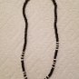 18" Black & White Coconut Clam Shell Necklace, Surfer Choker