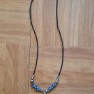 NL16016 20" Necklace w/ Tiny Gator & White Stars on Navy Blue Beads w/ Alligator Tooth