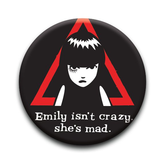1.25" Pinback Button Emily The Strange - Mad (Approx. 32mm) 931176