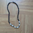 18" Necklace Black & White Coconut Clam Shell Necklace, Surfer Choker NL106