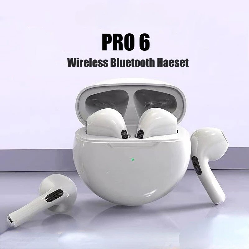 Air Pro6 EarPodsTws Earphone Bluetooth Wireless  Headset Pods Wireless Headphones Pro 6 Earbuds