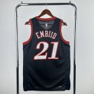 26th season 76ers retro black number 21 Embiid