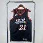 26th season 76ers retro black number 21 Embiid