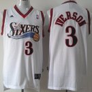 76ers #3 Allen Iverson Basketball  White Throwback AD
