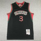 76ers #3 Allen Iverson Black  Lattice Checked Plaid