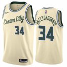 Bucks #34 Giannis Antetokounmpo 2025-26 City Edition Cream Stitched