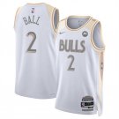 Chicago Bulls #2 Lonzo Ball White 202 25 City Edition Stitched Basketball