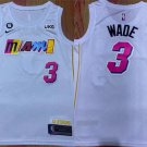 Heat #3 Authentic Dwyane Wade City  White