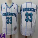Hornets #33 Alonzo Mourning   White Stripe Teal