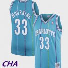 Hornets #33 Alonzo Mourning  Green Stripe Teal