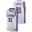 Kansas Jayhawks #21 Joel Embiid White College Basketball 1990s Throwback