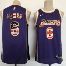 LA Lakers #6 LeBron James USA Flag  Purple