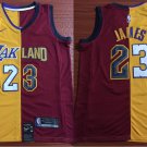 Lakers #23 LeBron James  Yellow RED Split spliced Edition