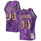 Lakers #34 Shaquille O'Neal Purple 1996-97 Mitchell & Ness Stitched