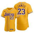 Los Angeles Lakers #23 LeBron James Gold NBA X MLB Crossover Edition