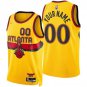 Mens  Atlanta Hawks #00 Custom City  Yellow gold 75th