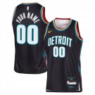 Mens  Detroit Pistons Custom 2025-26 City Edition  Charcoal Gray Black