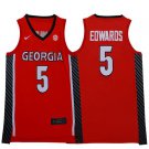 Mens  Georgia Bulldogs #5 Anthony Edwards Red College Basketball