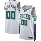 Mens  Milwaukee Bucks #00 Custom city  white 75th