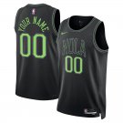 Mens  New Orleans Pelicans #00 Custom City  Black 2024