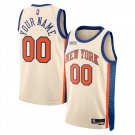 Mens  New York Knicks #00 Custom City  Cream 2025