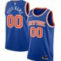 Mens  New York Knicks #00 Custom Swingman  Blue